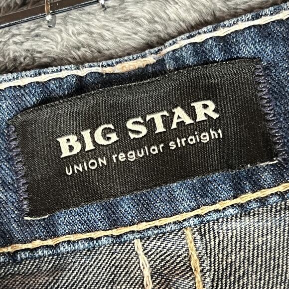 Big Star Jeans Mens 34S Fits 36x30 Union Regular Straight Medium Wash Fade Denim - Picture 3 of 10